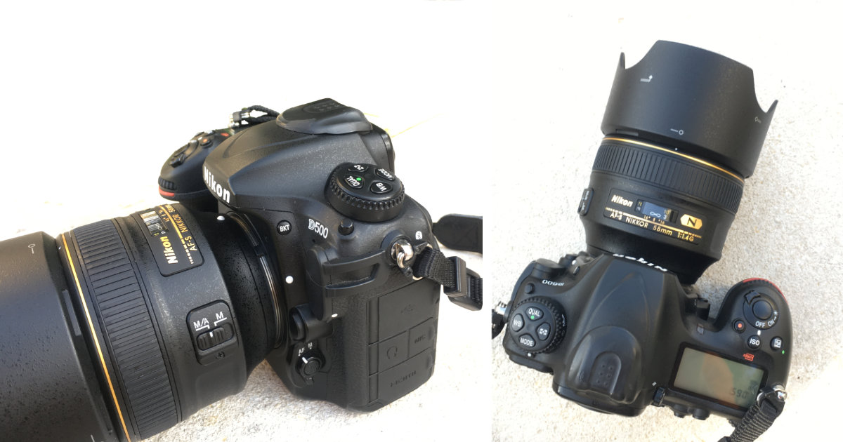 Nikon AF-S 58mm F/1.4 G montato su corpo D500